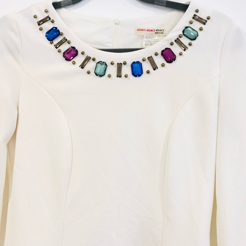 Agaci white jewel mini dress